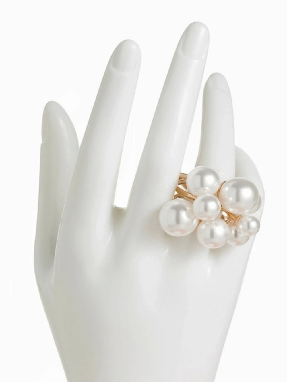 🤍▪️Piper K ▪️ Faux Pearl Cluster Ring in White & Gold. Size 7 8 9